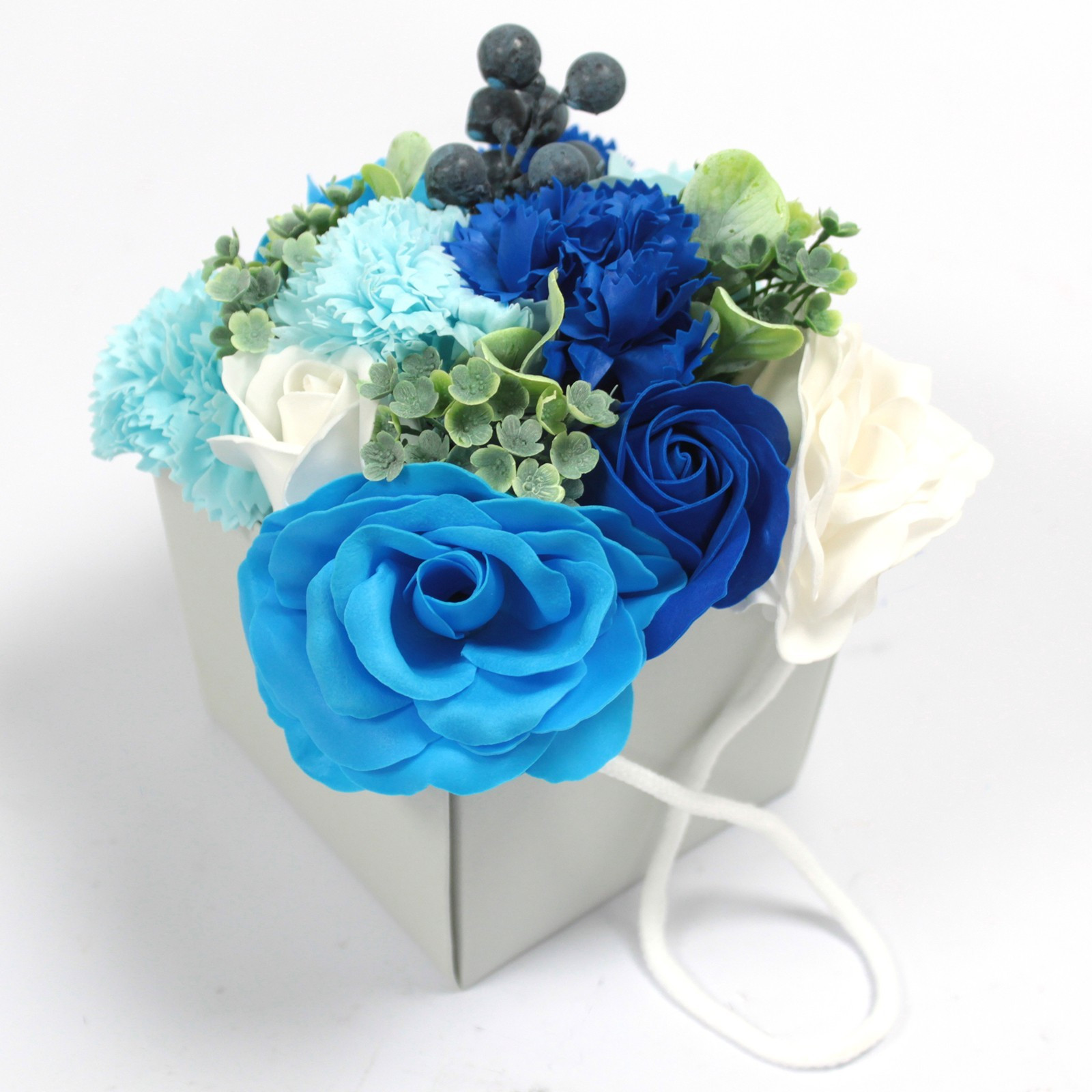 Bouquet Flores Jabon Rosas Azules Hechizos Leida