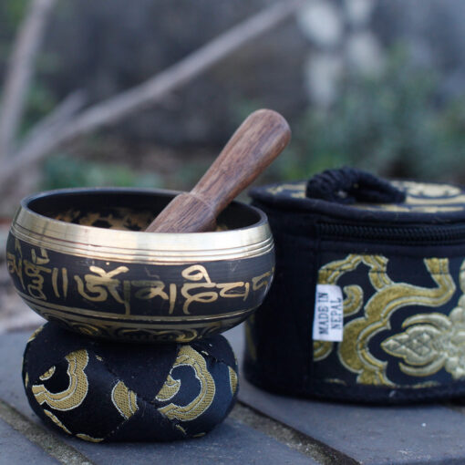 Mini cuenco tibetano set regalo negro